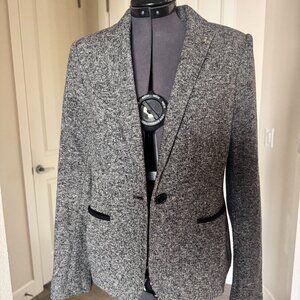 Tommy Hilfiger Women's suit jacket size 4 Flannel Grey Black Elbow Patches